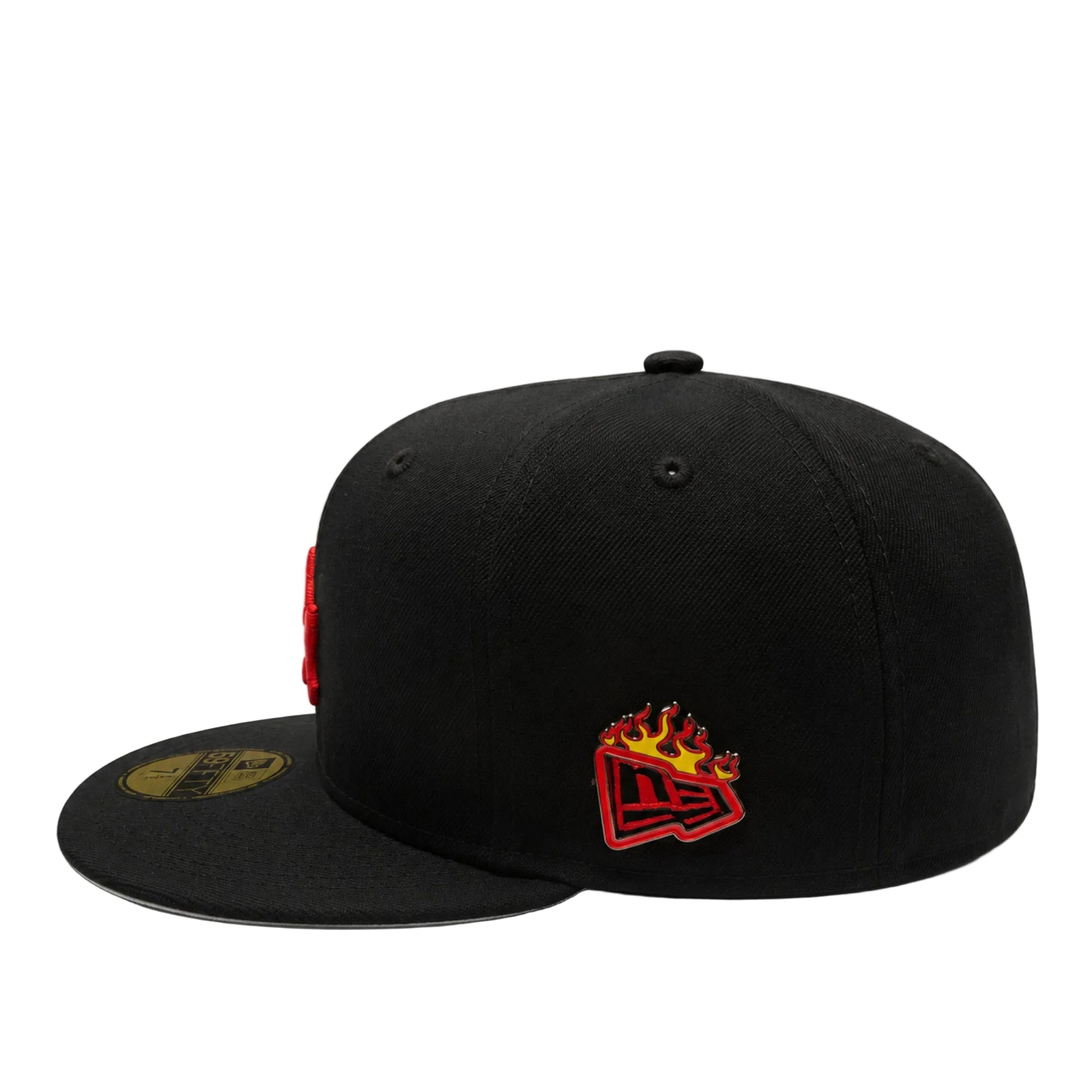 Flaming Crown Hat Pin with hat view