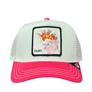 the goorin bros white and pink flirt bird trucker snapback hat