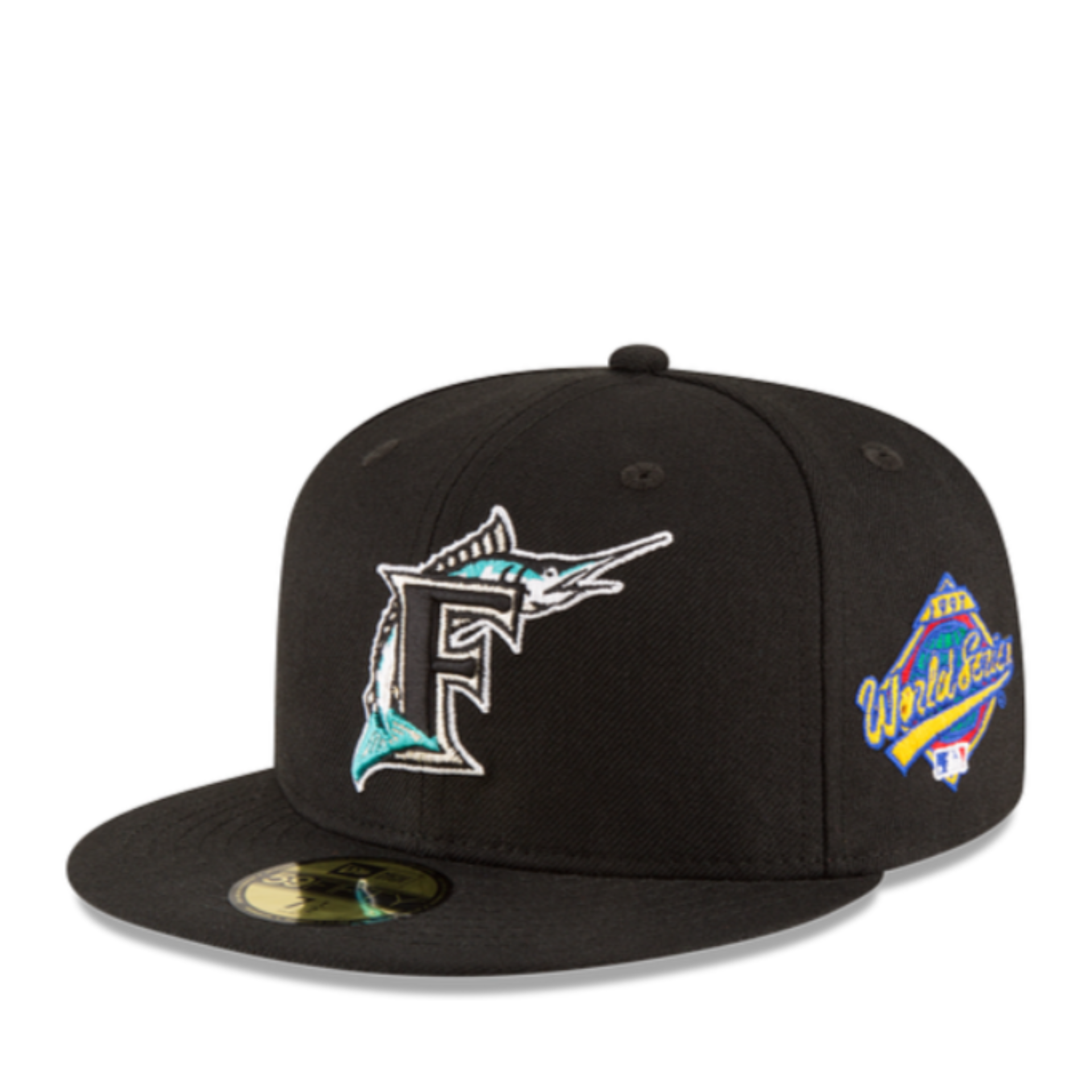 New Era Florida Marlins World Series 1997 Black 59FIFTY Fitted Hat front angle view