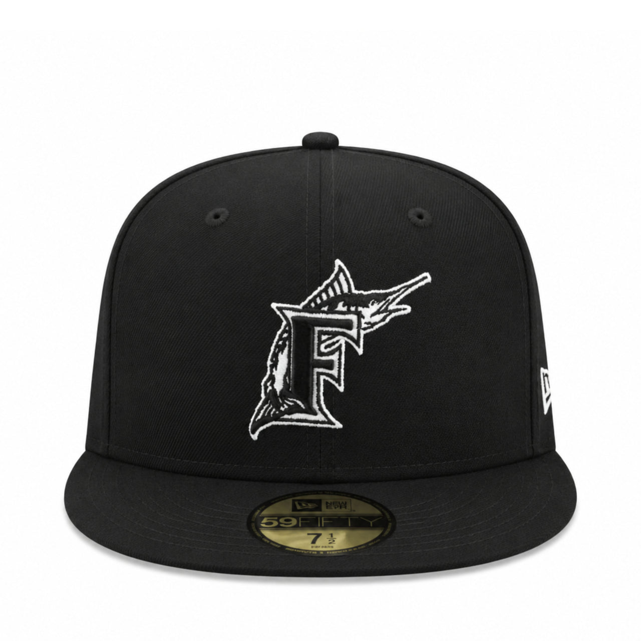 New Era 59Fifty Florida Marlins Cooperstown Fitted Hat - Black/White front view