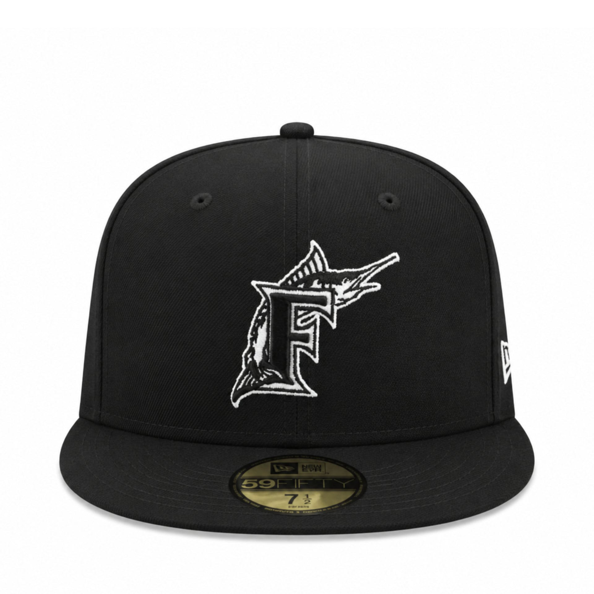 New Era 59Fifty Florida Marlins Cooperstown Fitted Hat - Black/White front view