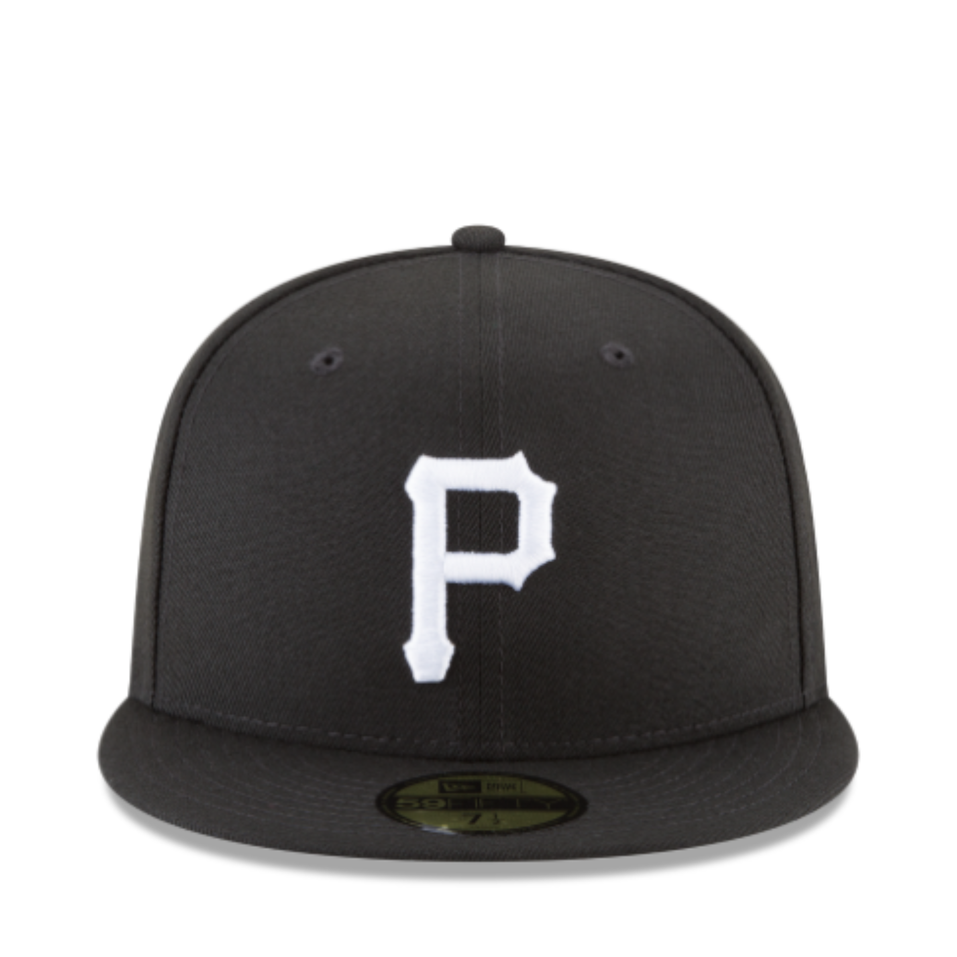 Front View of New Era Pittsburgh Pirates Black & White 59FIFTY Fitted Hat
