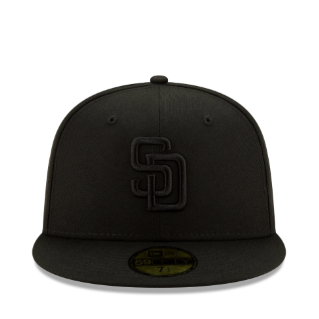 Front View of New Era San Diego Padres Black on Black 59FIFTY Fitted Hat