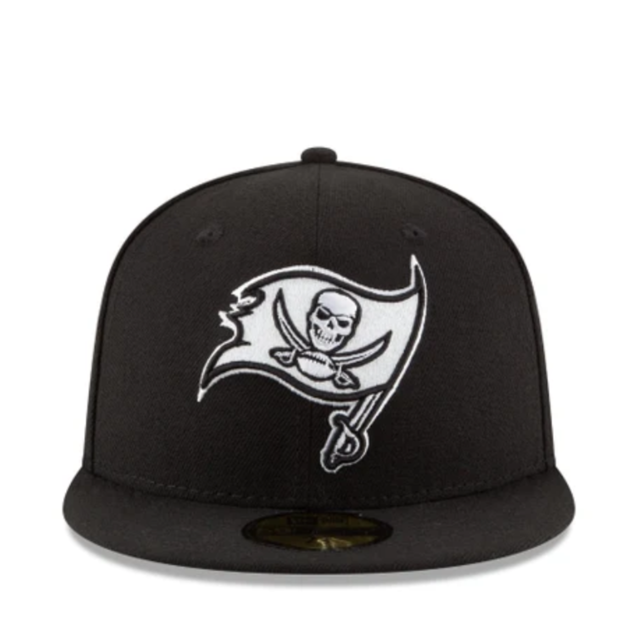 Front View of New Era Tampa Bay Buccaneers Black White 59FIFTY Fitted Hat