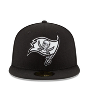 Front View of New Era Tampa Bay Buccaneers Black White 59FIFTY Fitted Hat