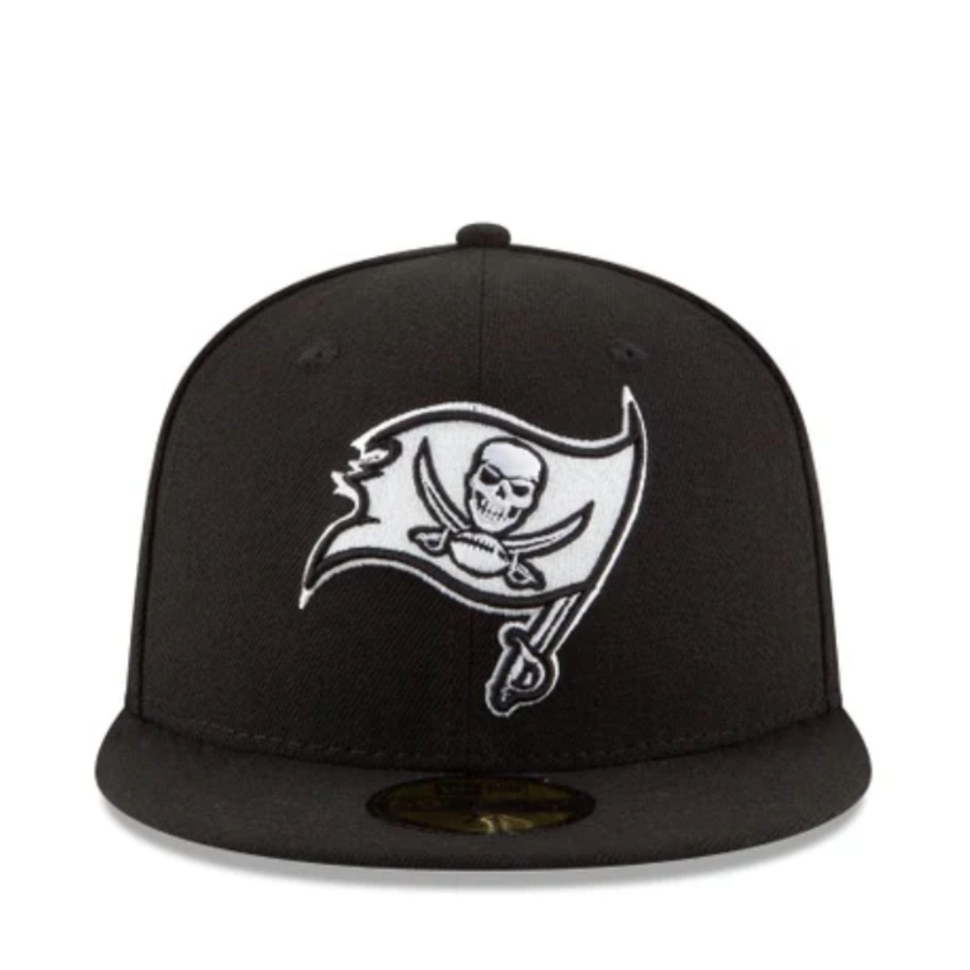 Front View of New Era Tampa Bay Buccaneers Black White 59FIFTY Fitted Hat
