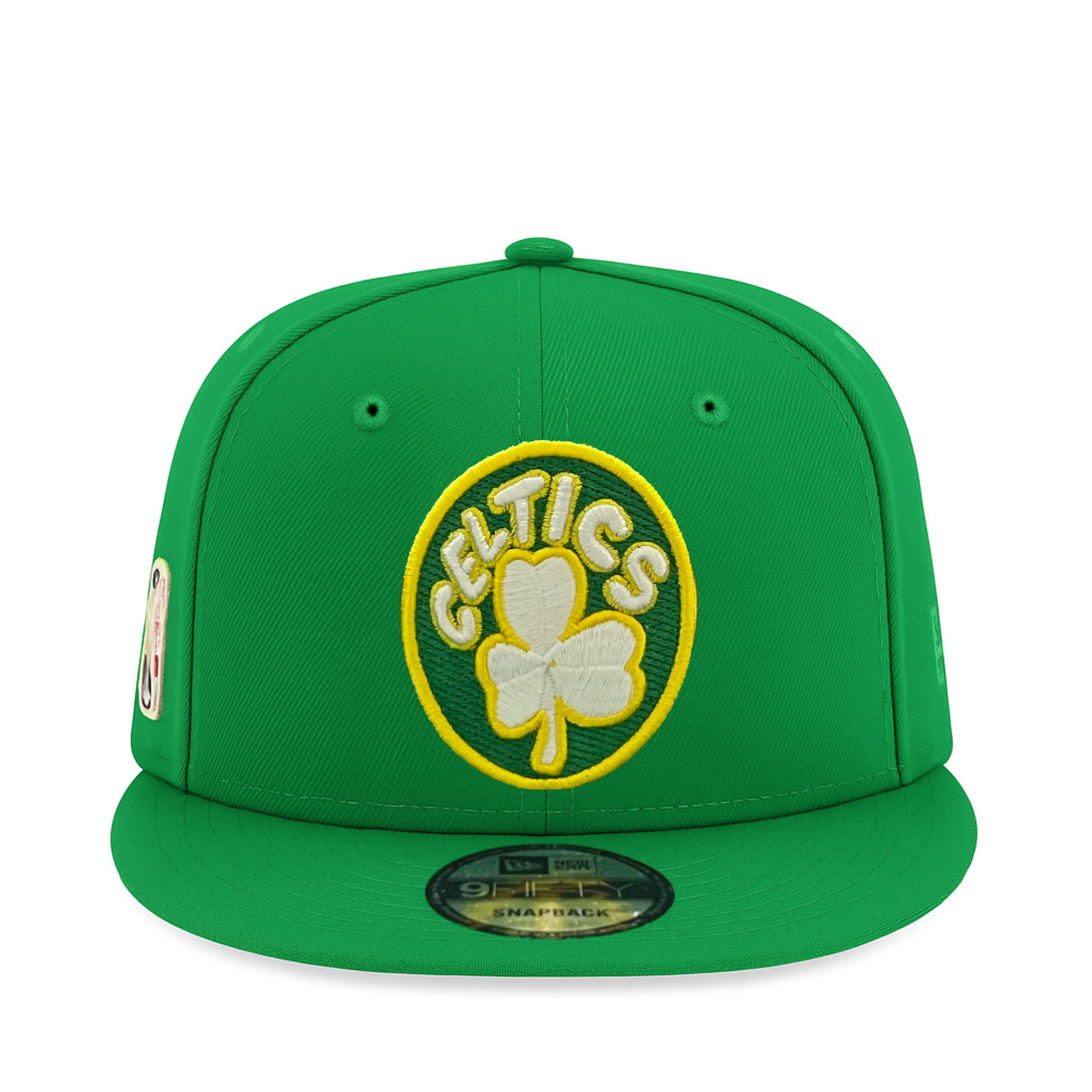 front view of New Era Los Boston Celtics Green Hardwood Classics 9FIFTY Snapback Hat