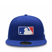 front view of New Era Los Angeles Dodgers MLB Logo Dark Royal Blue 59FIFTY Fitted Hat
