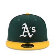 Front View of New Era Oakland Athletics A’s Team Color Green Yellow 59FIFTY Fitted Hat