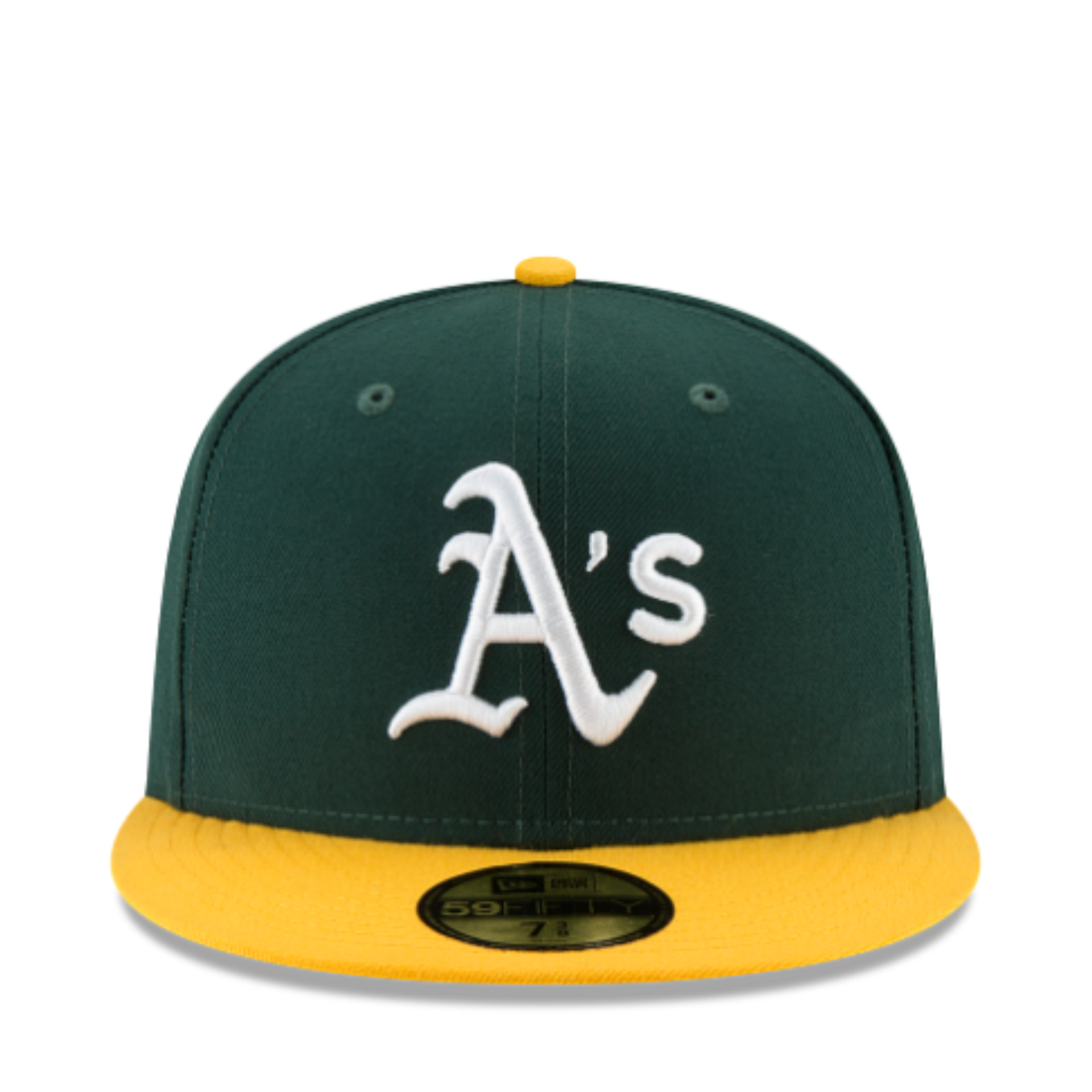 Front View of New Era Oakland Athletics A’s Team Color Green Yellow 59FIFTY Fitted Hat