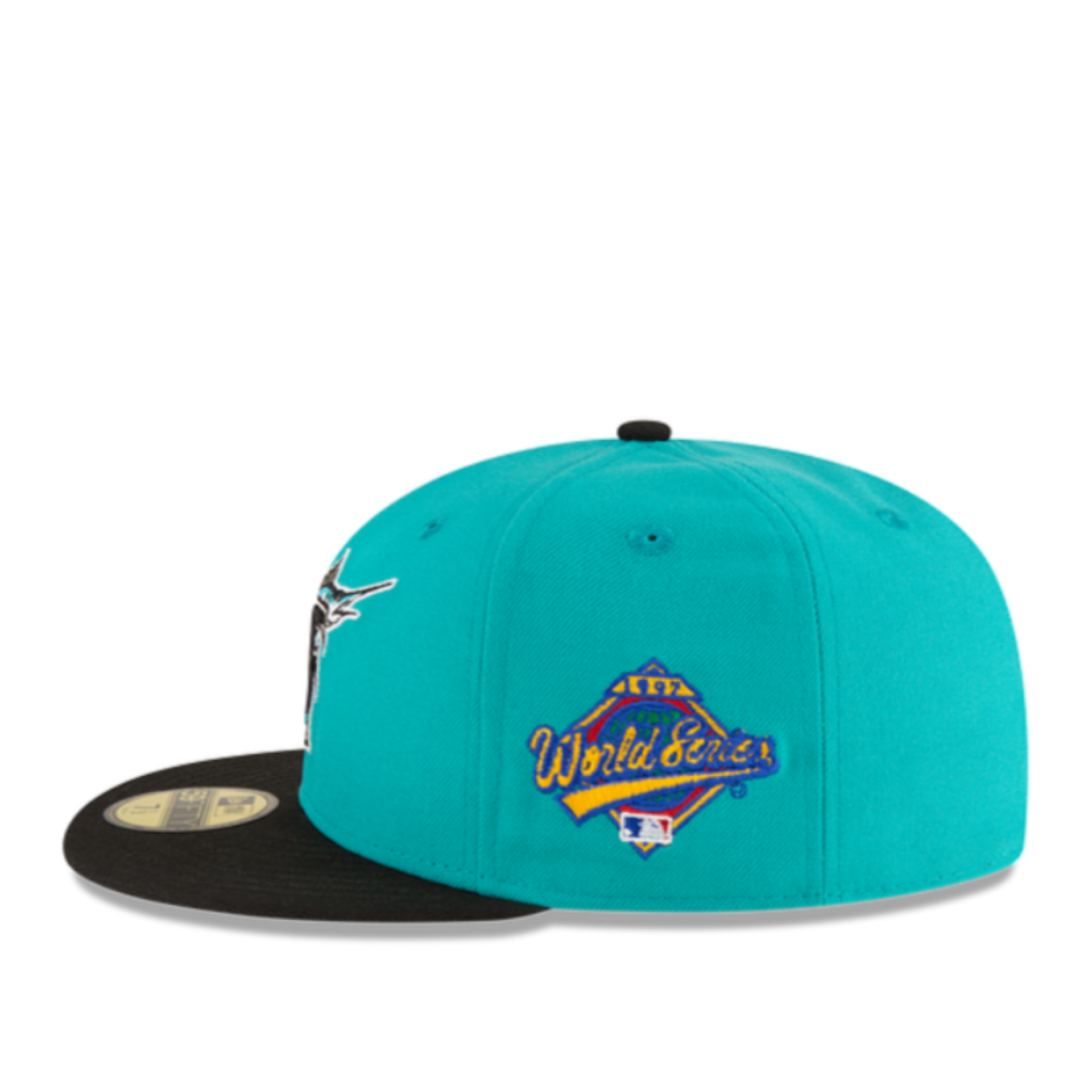 New Era Florida Marlins World Series 1997 Teal Black 59FIFTY Fitted Hat Side