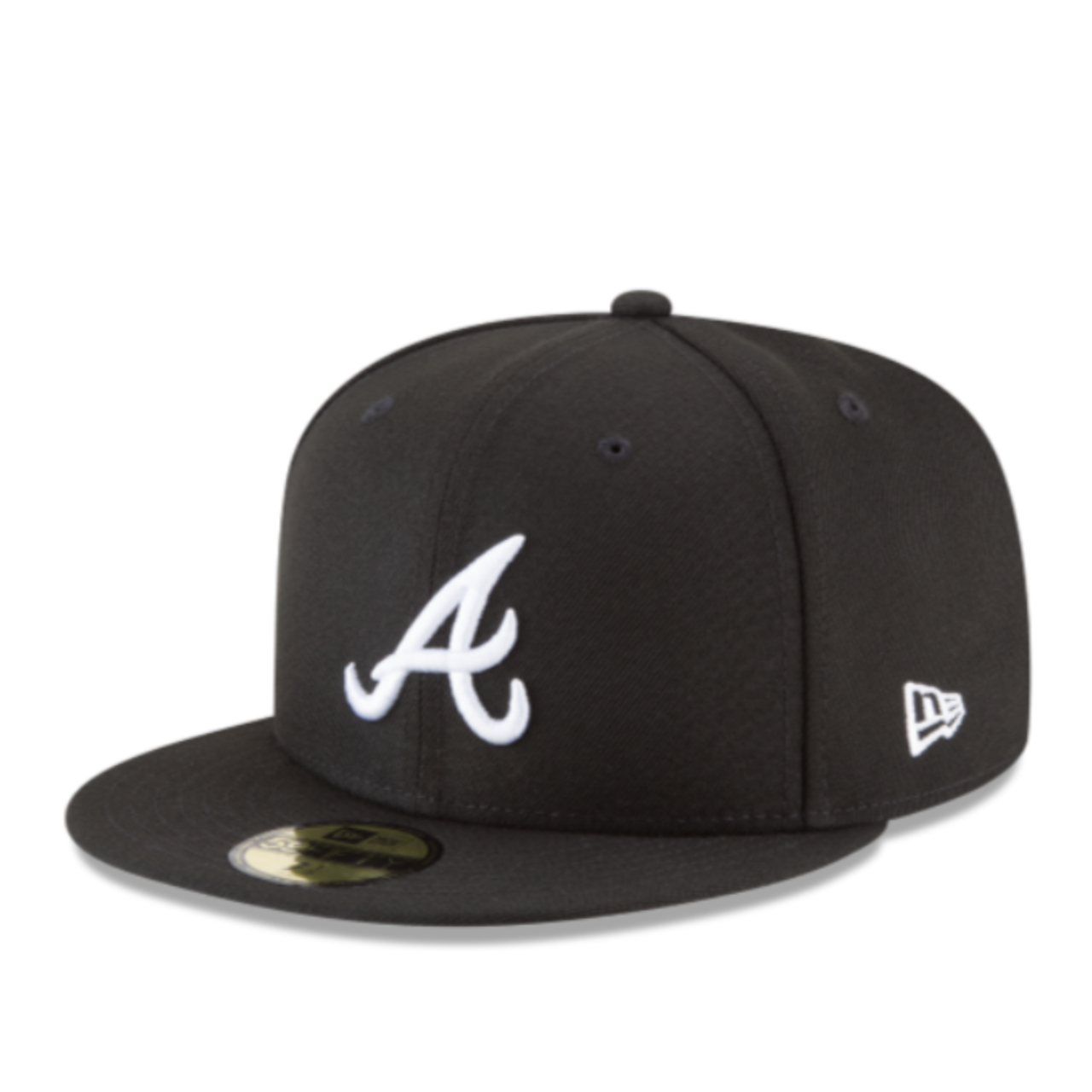 Front View of New Era Atlanta Braves  Black/White 59Fifty Fitted Hat