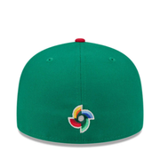 Back of New Era YOUTH WBC Mexico Baseball Green Red 59FIFTY Fitted Cap