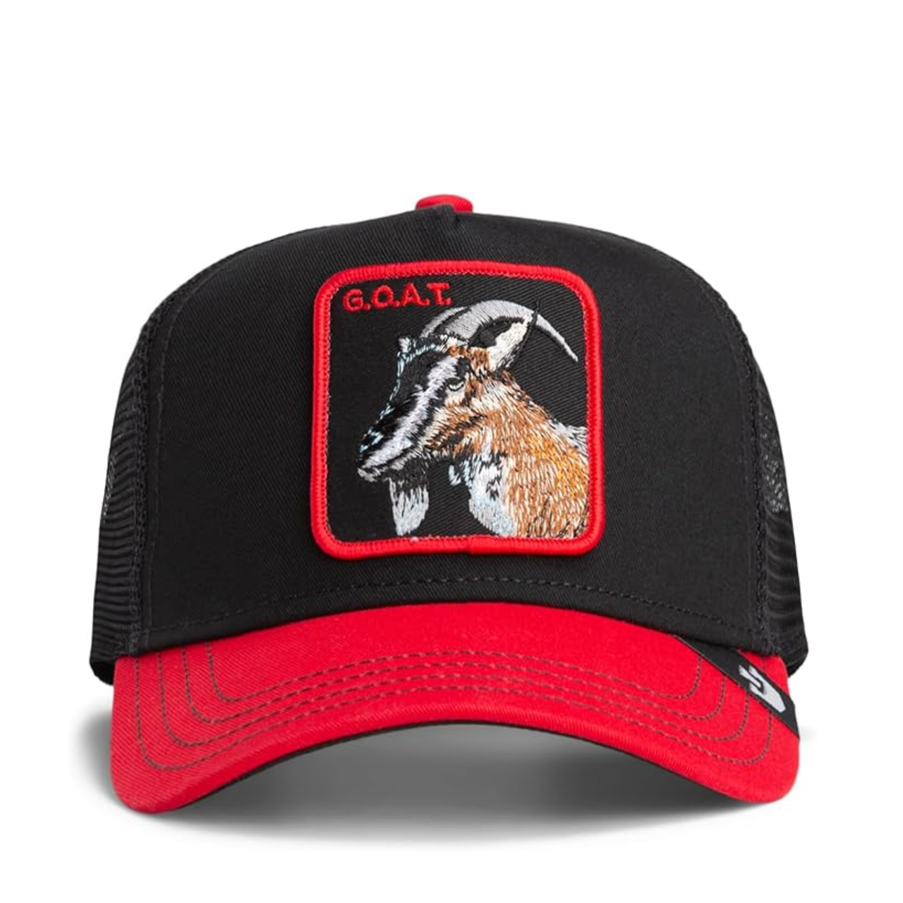 Goorin Bros The Undisputed Goat Black Red Trucker Snapback Hat
