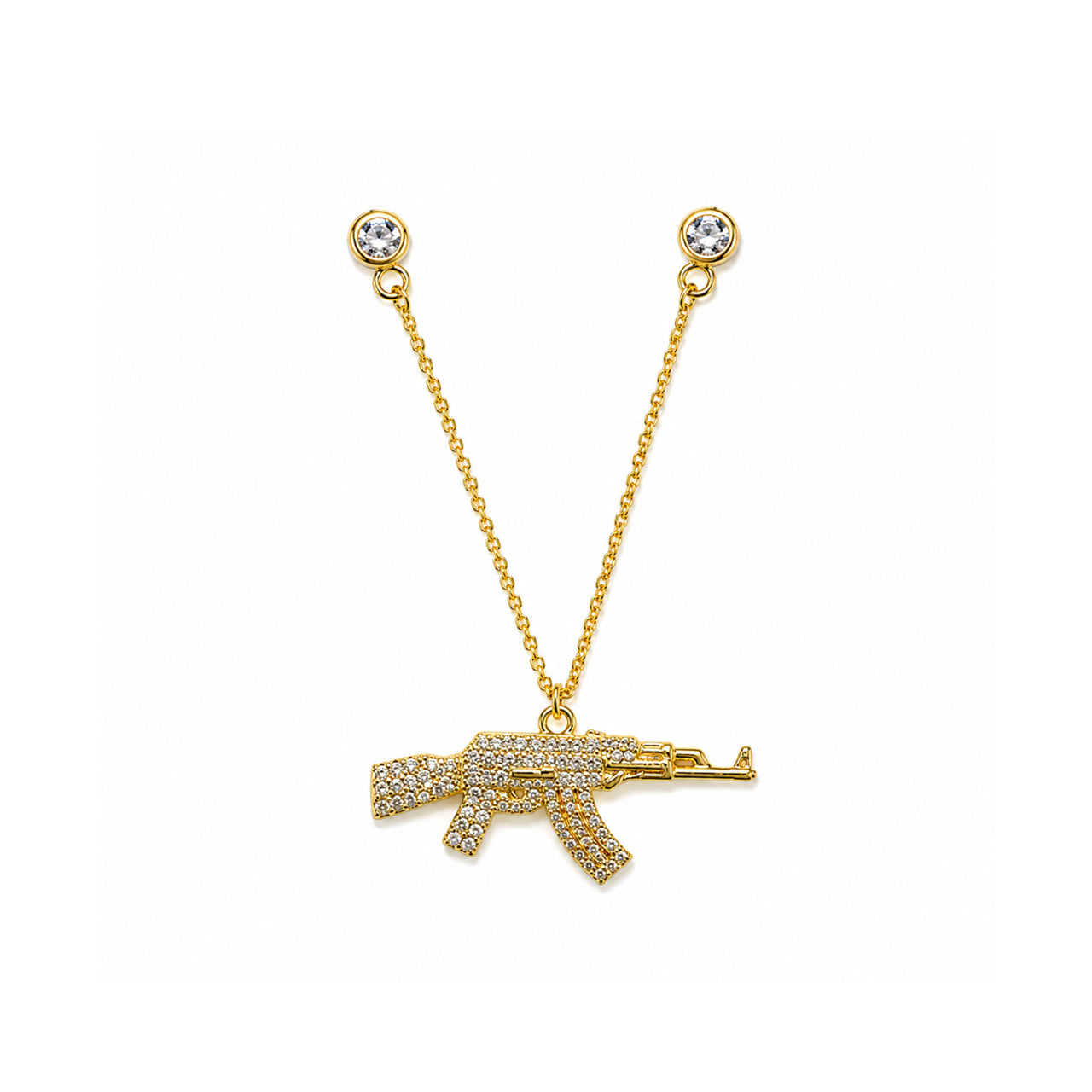 Gold AK Hat Chain Pin front view
