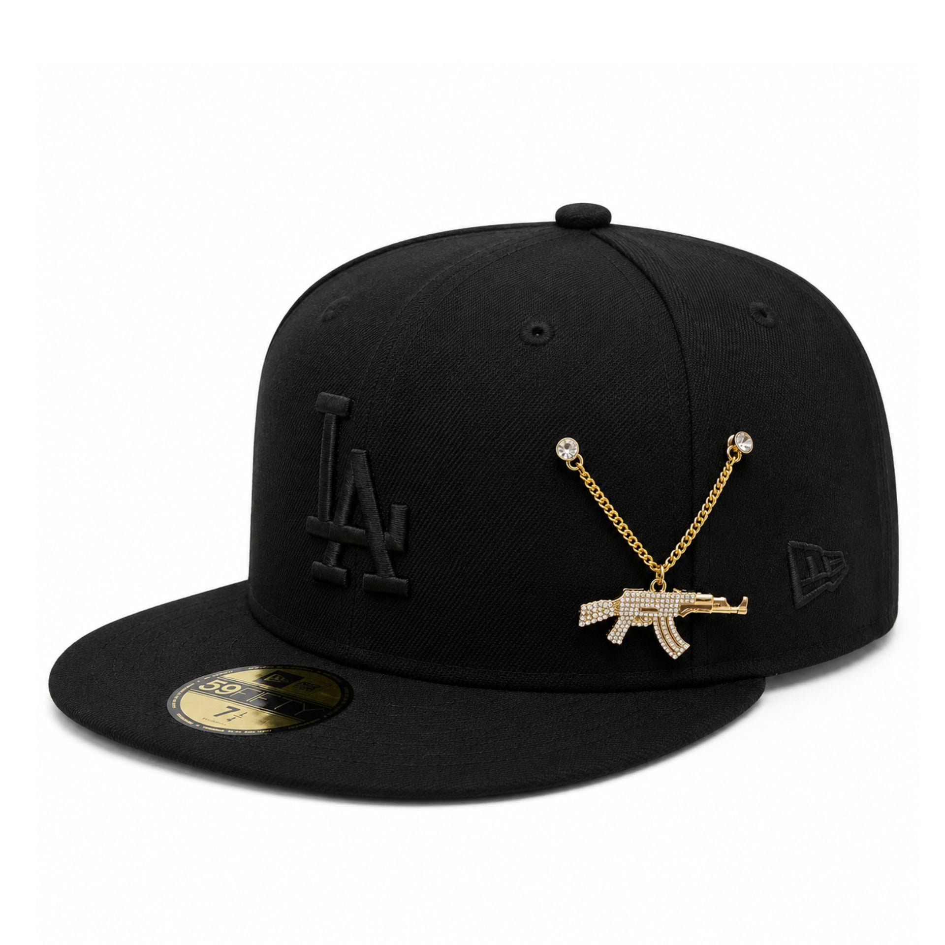 Gold AK Hat Chain Pin on the hat view