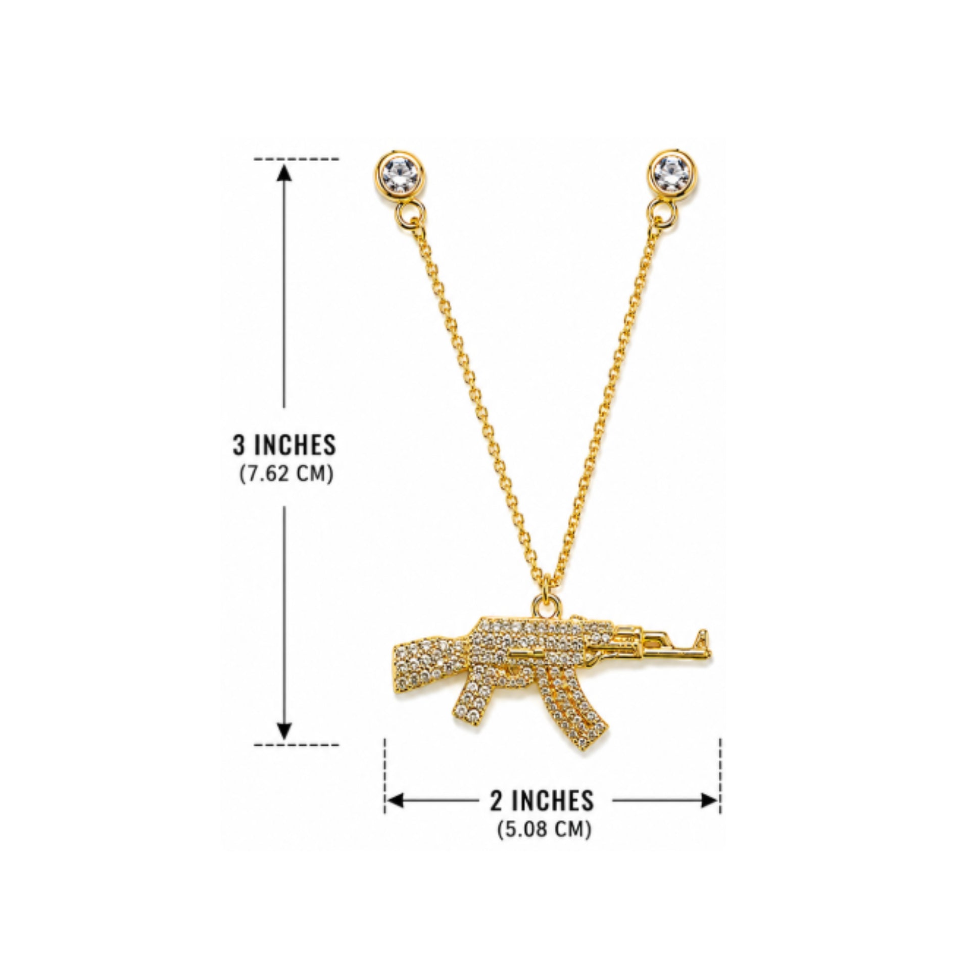 Gold AK Hat Chain Pin size view