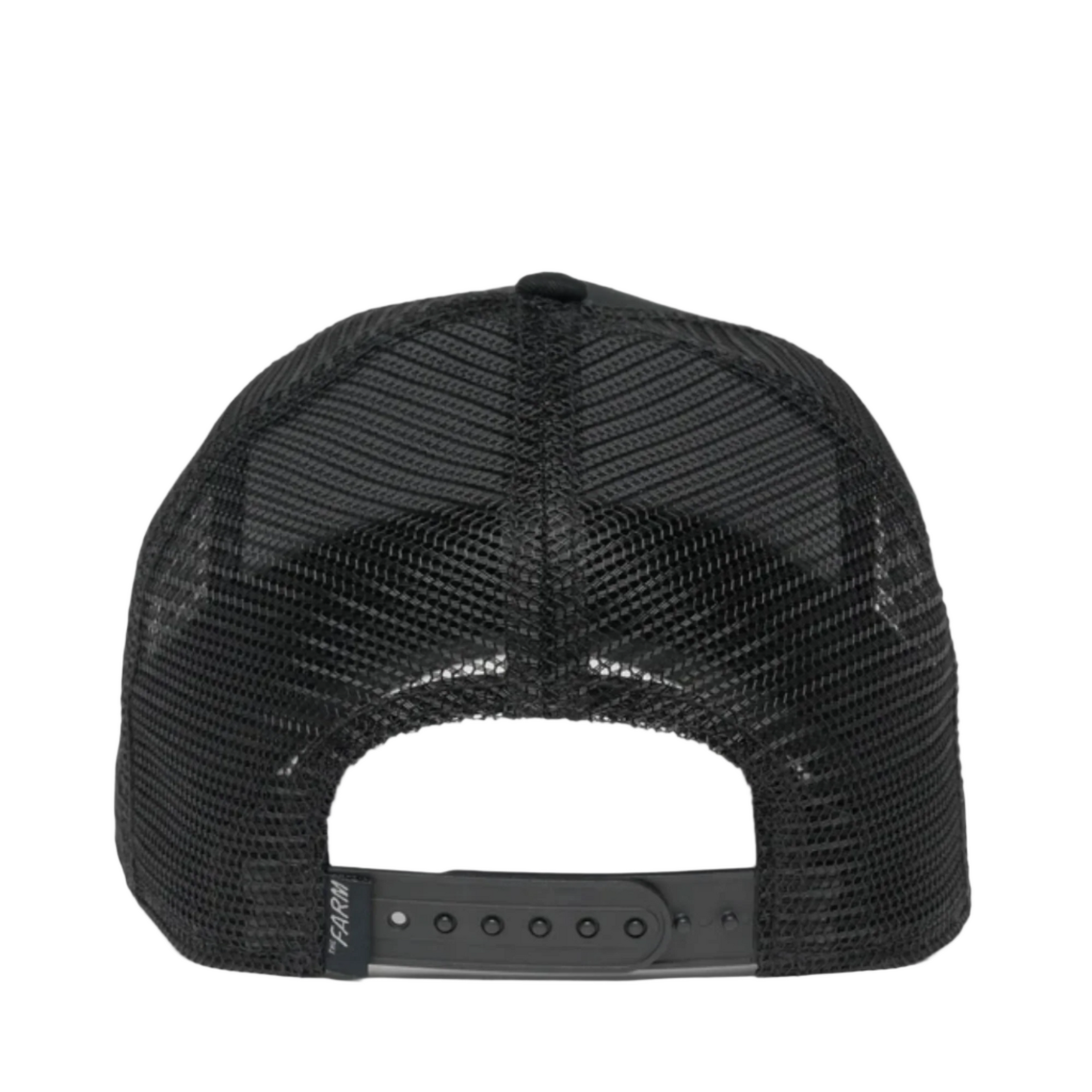 back of Goorin Bros The Stallion Black Trucker Snapback Hat