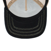 Under Visor View of Goorin Bros The Rooster Black Trucker Mesh Snapback