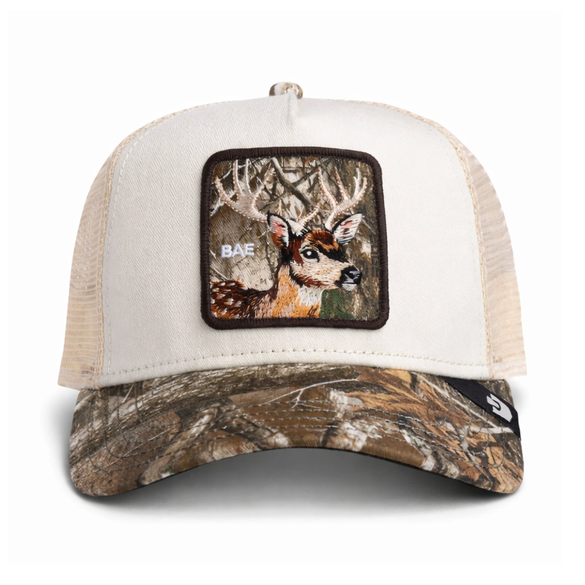 Goorin Bros Bae Doe Trucker Snapback Hat Real Tree Edge front view