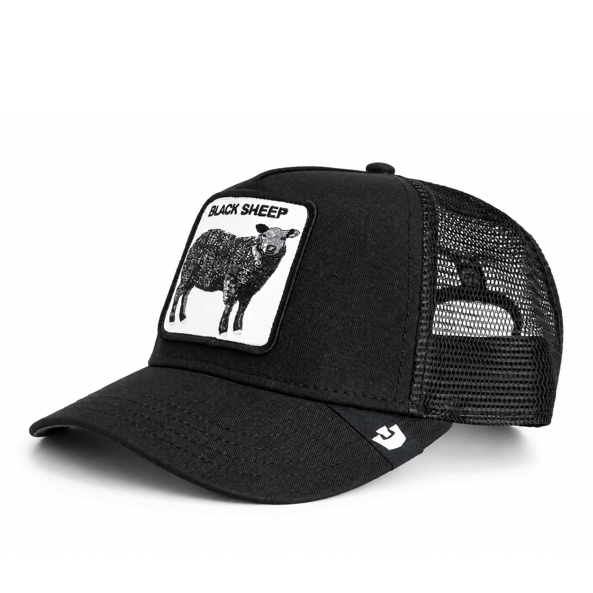 Goorin Bros The Black Sheep Mesh Trucker Snapback Hat front left angle view
