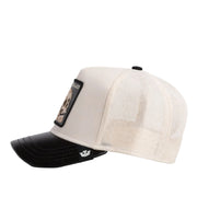 Goorin Bros The Cancelled Skull Leather Mesh Trucker Snapback Hat Chrome Black side view