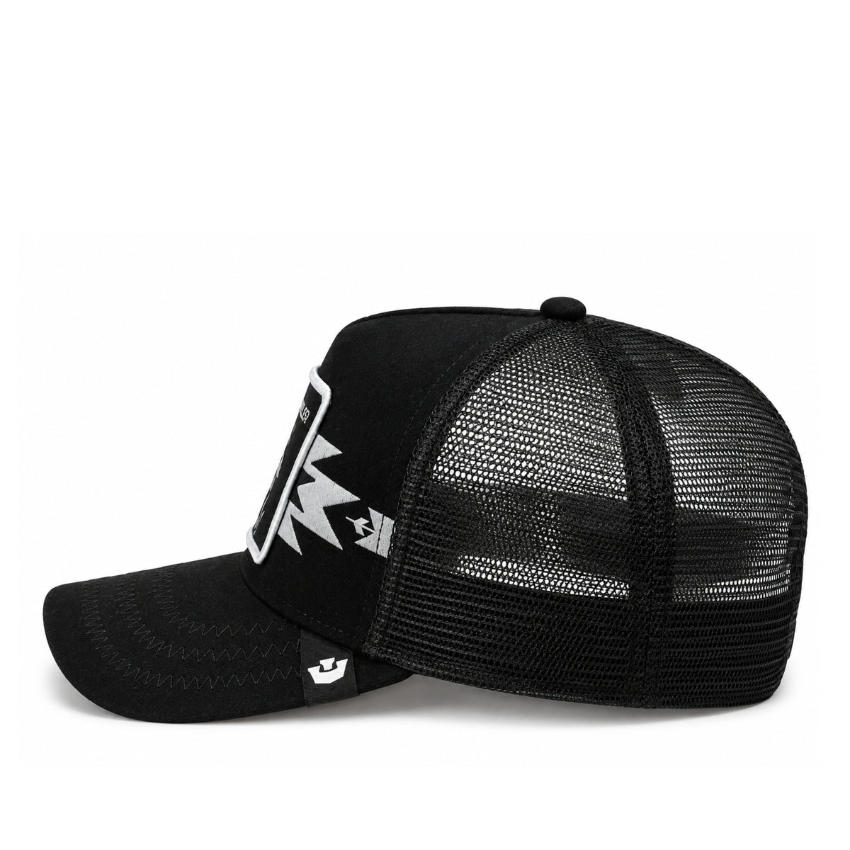 Goorin Bros Canyon Gambler Horse Black Trucker Snapback Hat side view
