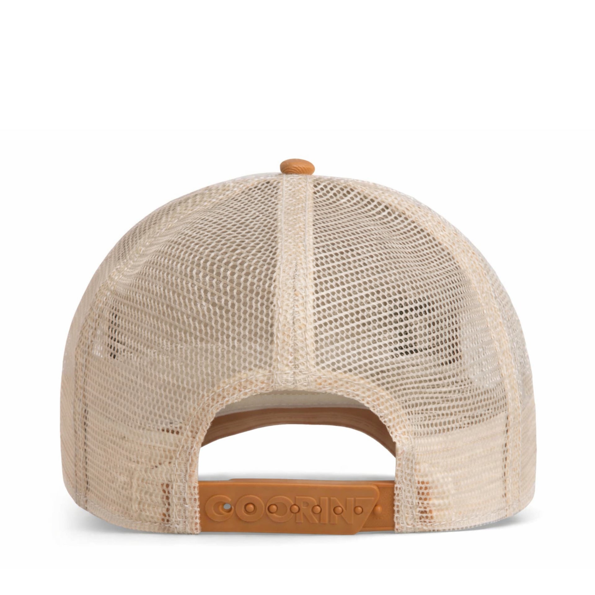 Goorin Bros The Goat Trucker Snapback Hat Khaki back view