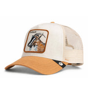 Goorin Bros The Goat Trucker Snapback Hat Khaki right front view