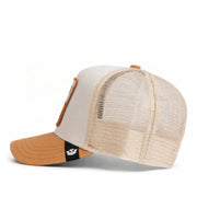 Goorin Bros The Goat Trucker Snapback Hat Khaki side view