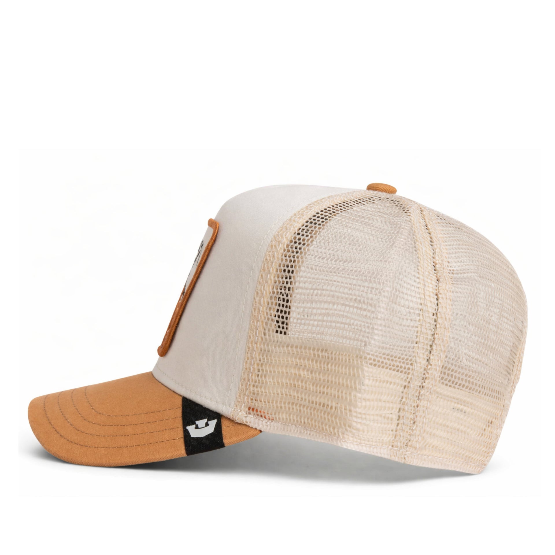 Goorin Bros The Goat Trucker Snapback Hat Khaki side view