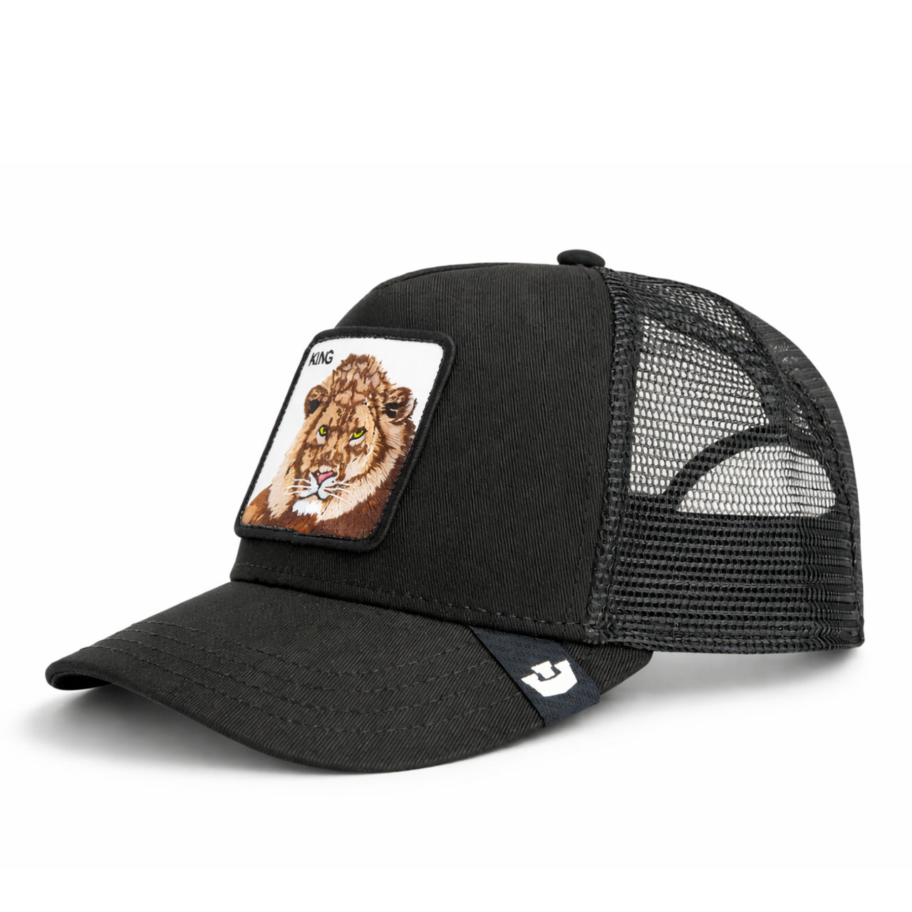 Goorin Bros King Lion Trucker Snapback Hat Black side front view
