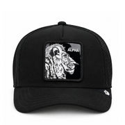 Goorin Bros Lion Alpha Blackout Suede Trucker Snapback Hat front view