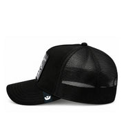 Goorin Bros Lion Alpha Blackout Suede Trucker Snapback Hat side view