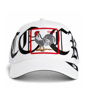 Goorin Bros Old English Cock Trucker Snapback Hat White front view