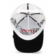 Goorin Bros Old English Cock Trucker Snapback Hat White under visor view