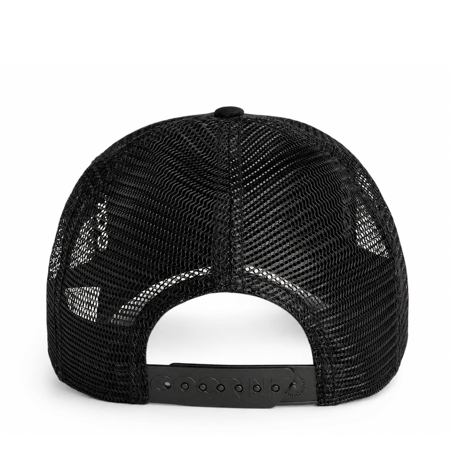 Goorin Bros The Panther All Black Trucker Mesh Snapback back view
