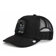 Goorin Bros The Panther All Black Trucker Mesh Snapback front left angle view