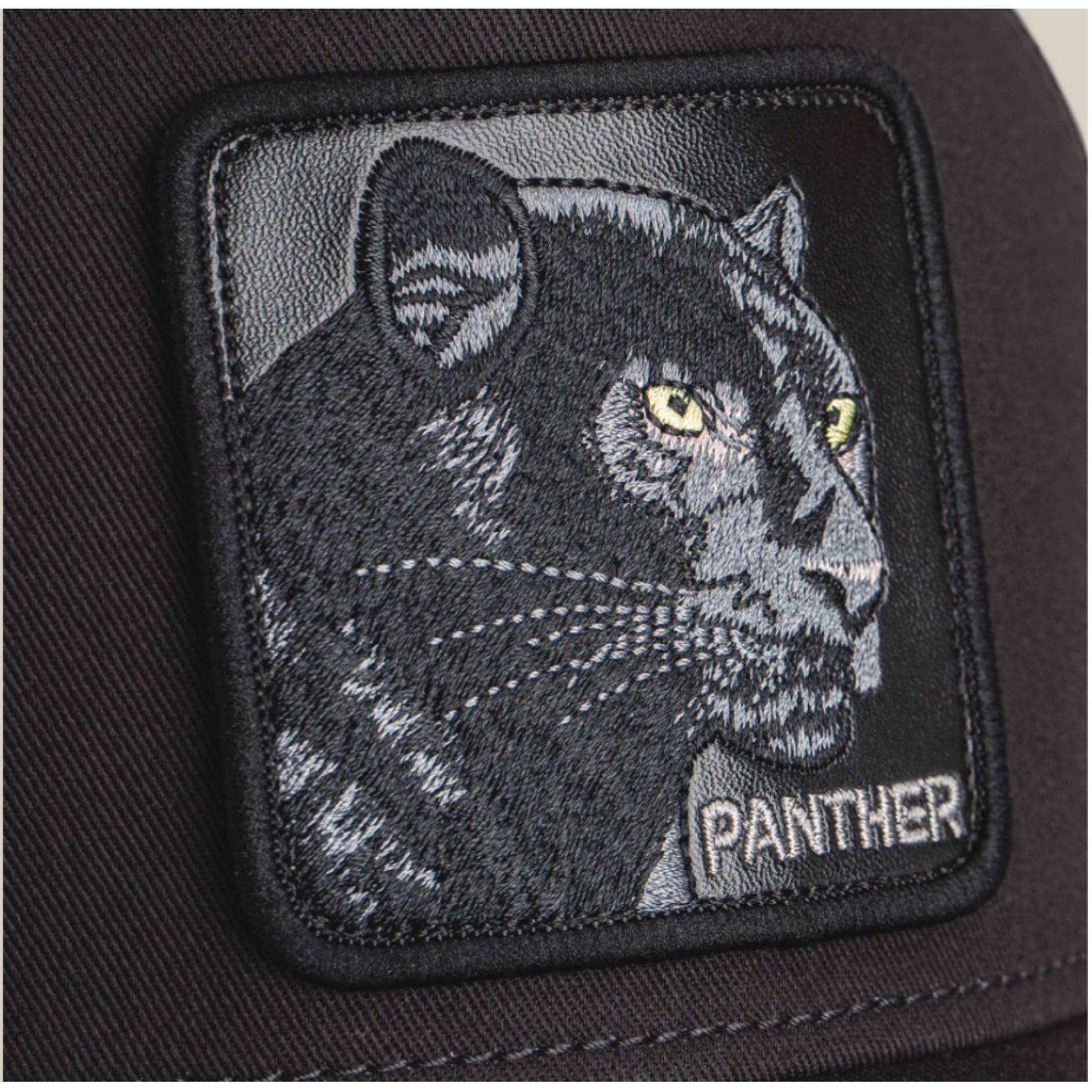 Goorin Bros The Panther All Black Trucker Mesh Snapback logo view
