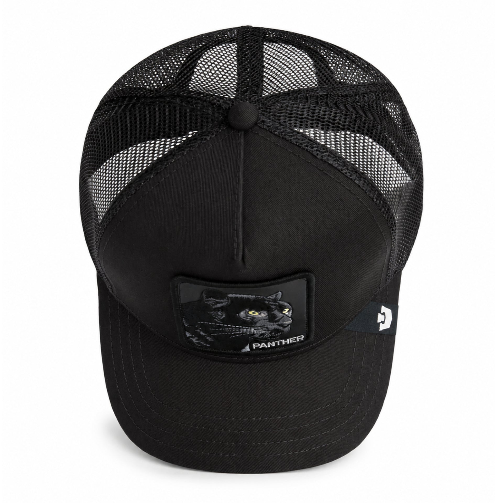 Goorin Bros The Panther All Black Trucker Mesh Snapback top view