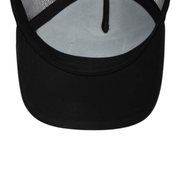 black visor of Goorin Bros The Panther All Black Trucker Mesh Snapback