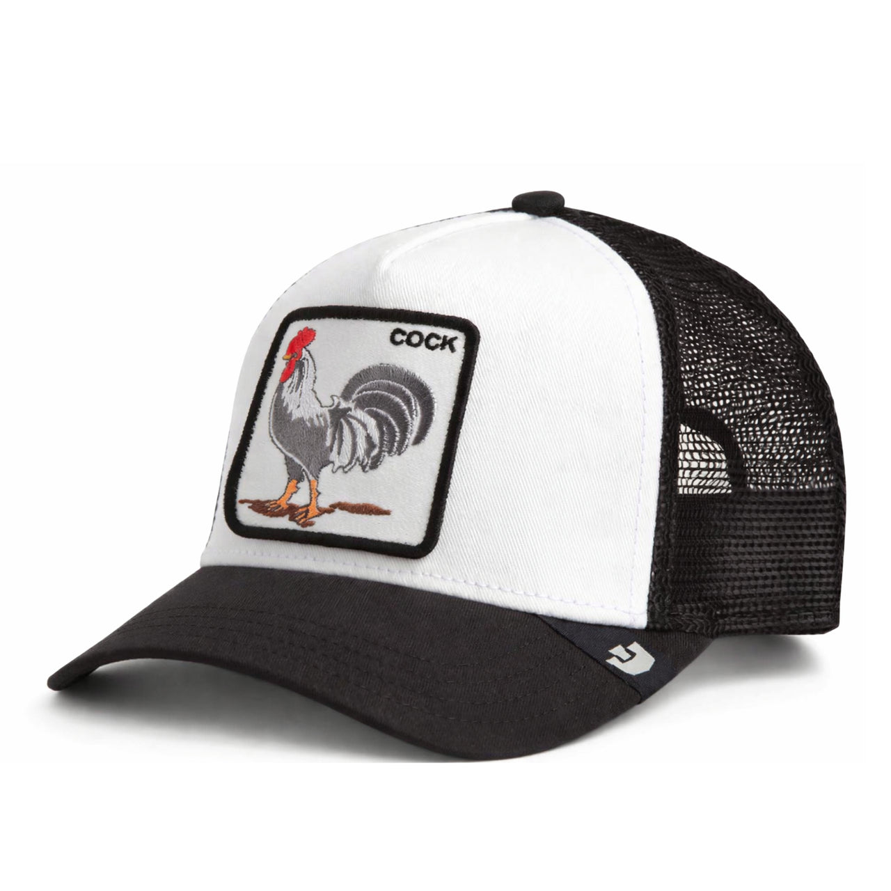 Goorin Bros Rooster Trucker Snapback Hat White Black left side view