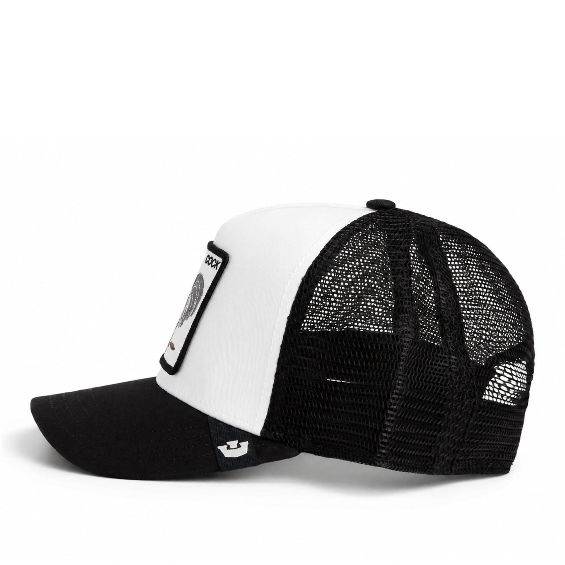 Goorin Bros Rooster Trucker Snapback Hat White Black side view
