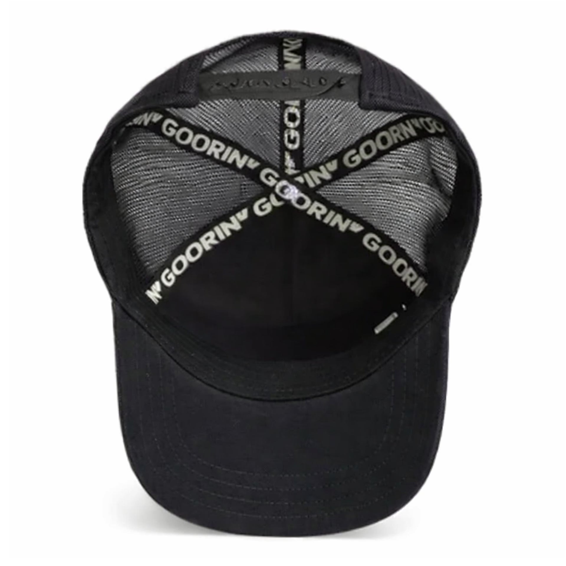 Goorin Bros Silver Spider Trucker Snapback Hat Suede Black under visor view