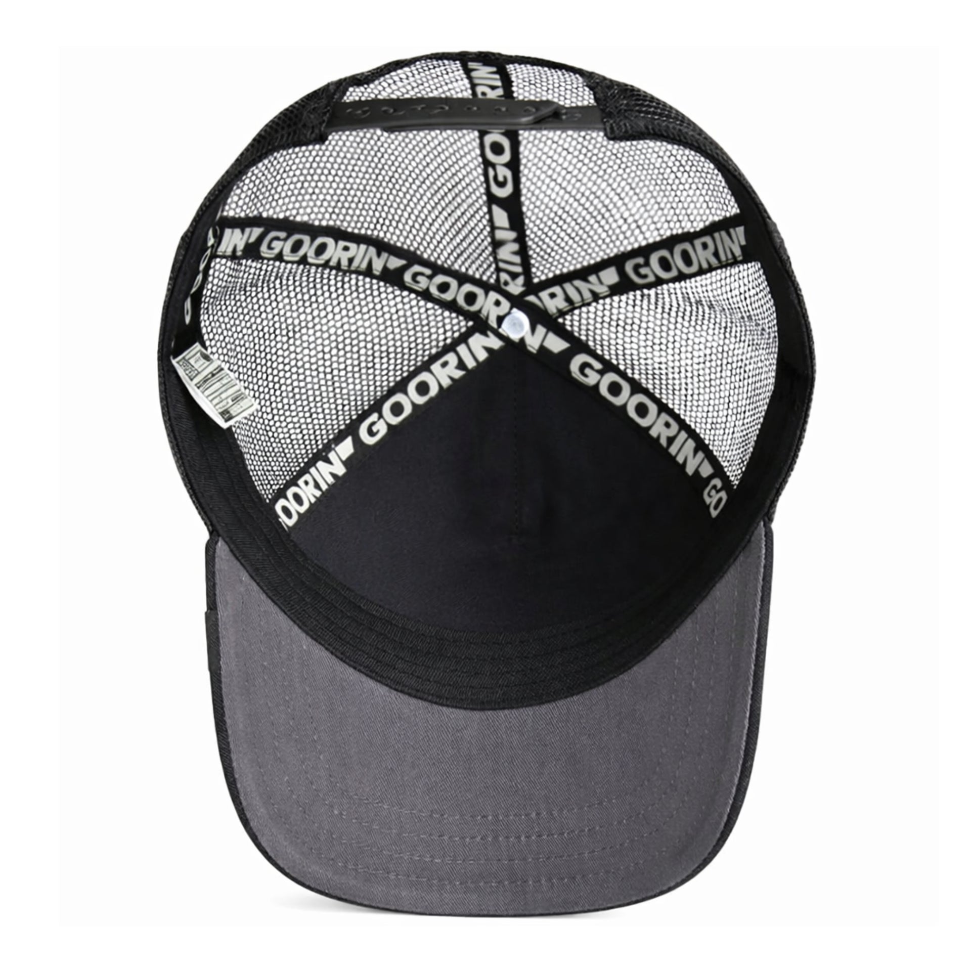Goorin Bros The Stallion Trucker Snapback Hat Black under visor view