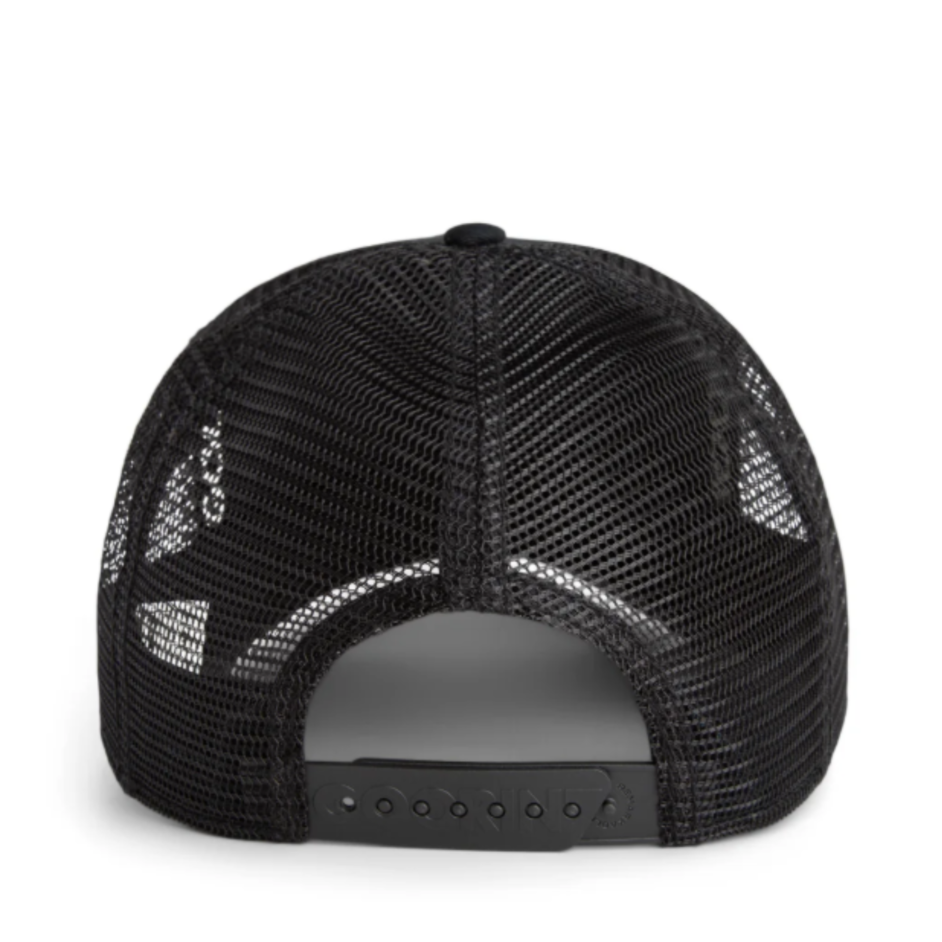 back of Goorin Bros Raging Black Mesh Trucker Snapback Hat