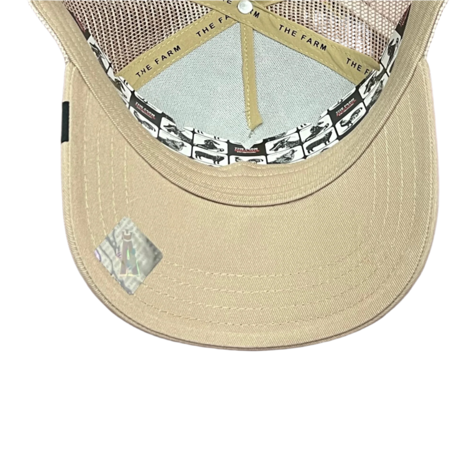 under visor of Goorin Bros The Bandit Coyote Khaki Trucker Mesh Snapback