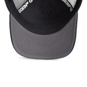 charcoal under visor of Goorin Bros Raging Black Mesh Trucker Snapback Hat