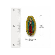 Guadalupe Virgin Mary Enamel Hat Pin size chart view