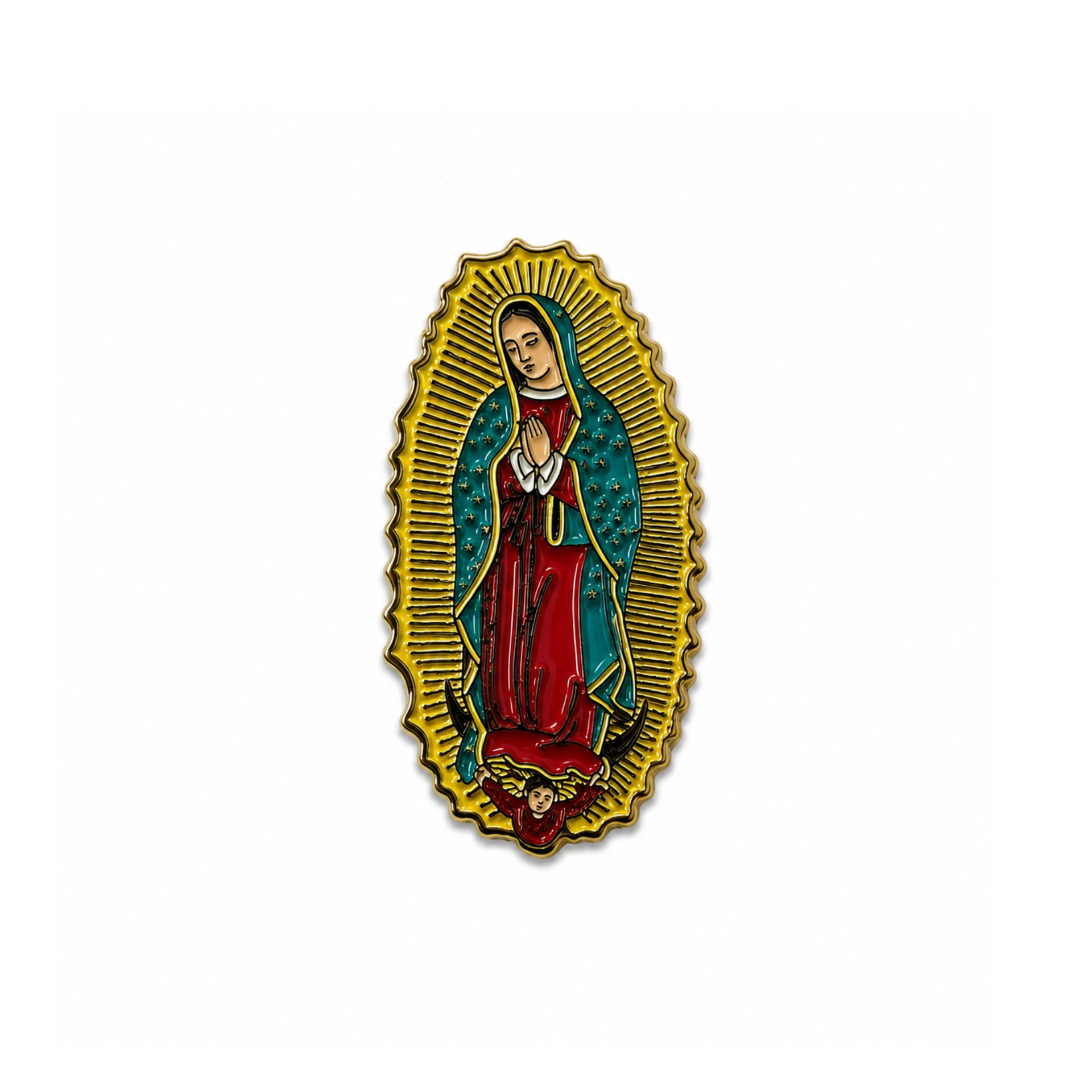 Guadalupe Virgin Mary Enamel Hat Pin front view